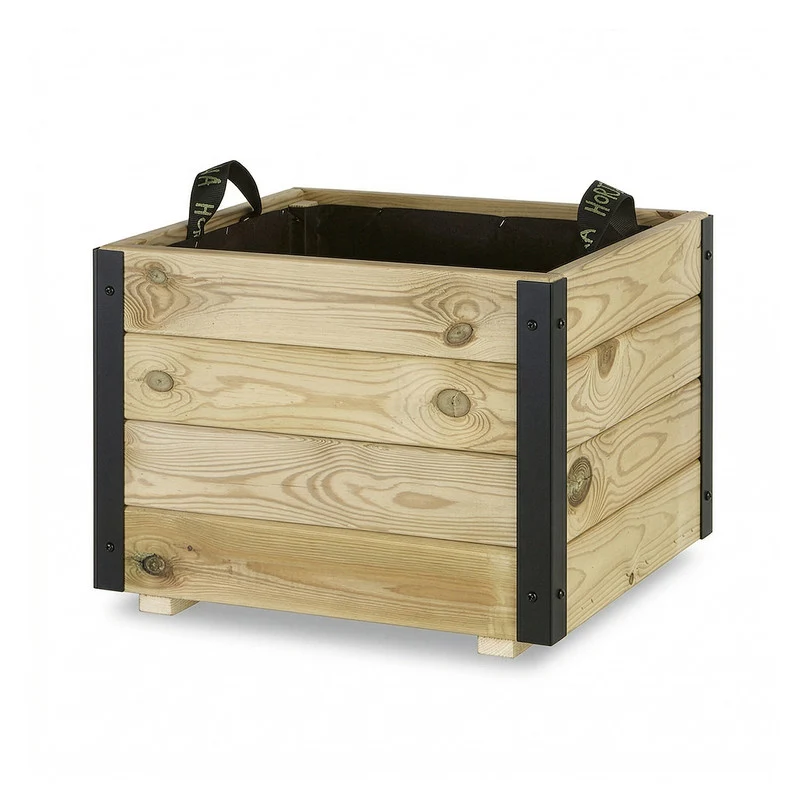 Jardinera De Madera Con Refuerzo De Aluminio 50x50x40 Cm Pun Al Hortalia