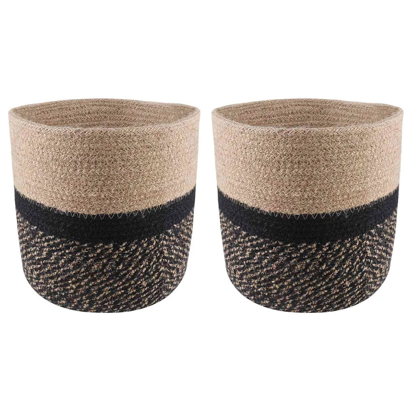 Set De Macetas De Planta 2 Uds. Natural Y Negro Ø 21 X 21 Cm