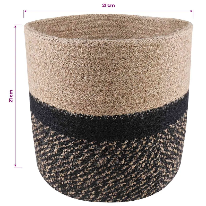 Set De Macetas De Planta 2 Uds. Natural Y Negro Ø 21 X 21 Cm