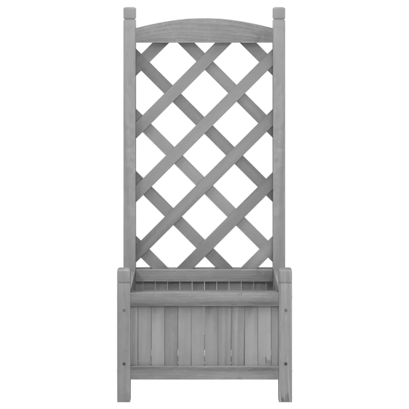 Jardinera Con Enrejado Gris 40x30x90 Cm Madera Maciza De Abeto