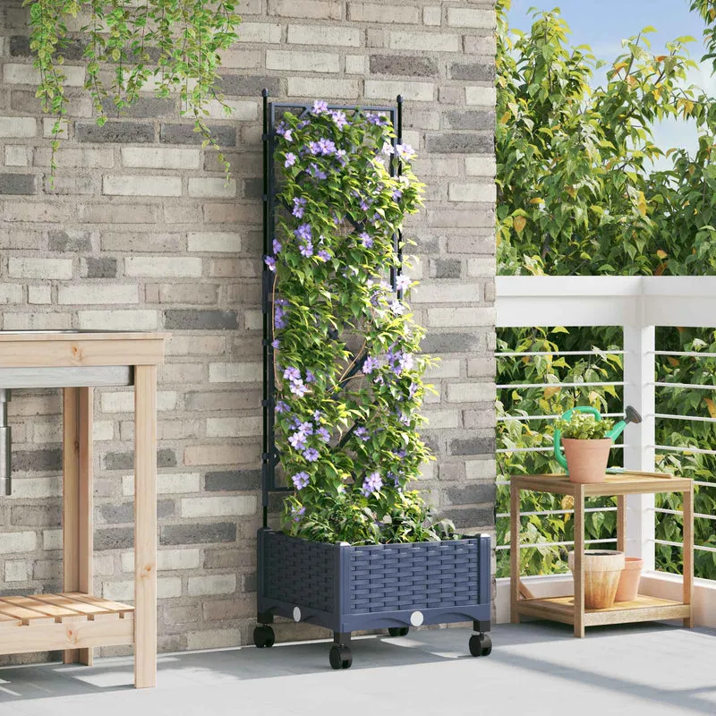 Jardinera Con Enrejado Y Ruedas Gris 40 X 40 X 131,5 Cm Pp