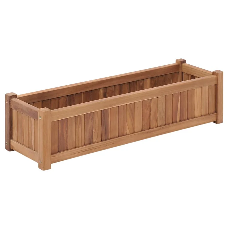 Arriate Elevado Madera Maciza De Teca 100x30x25 Cm