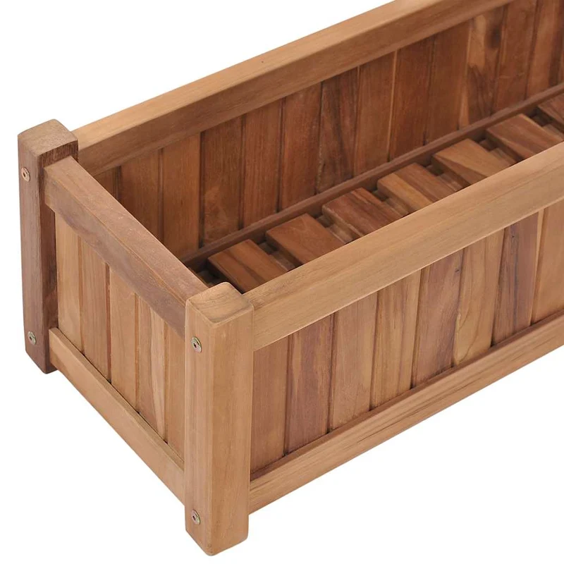 Arriate Elevado Madera Maciza De Teca 100x30x25 Cm