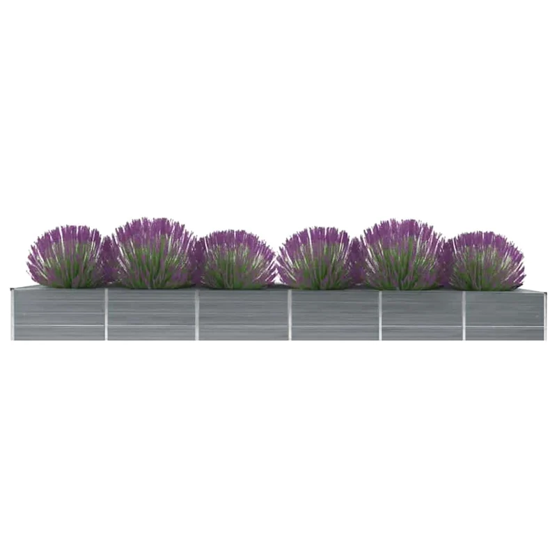 Arriate De Jardín De Acero Galvanizado Gris 480x80x45 Cm