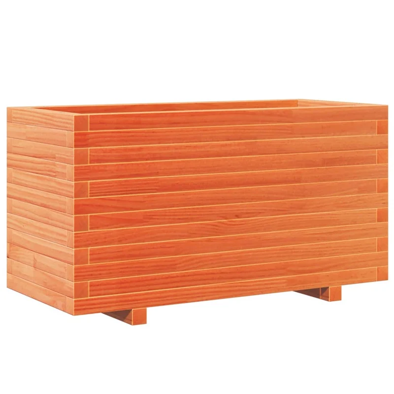 Jardinera Madera Maciza De Pino Marrón Cera 90x40x49,5 Cm