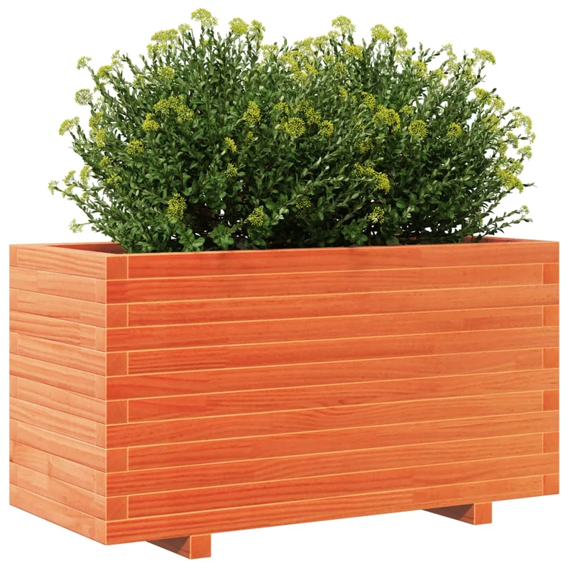 Jardinera Madera Maciza De Pino Marrón Cera 90x40x49,5 Cm