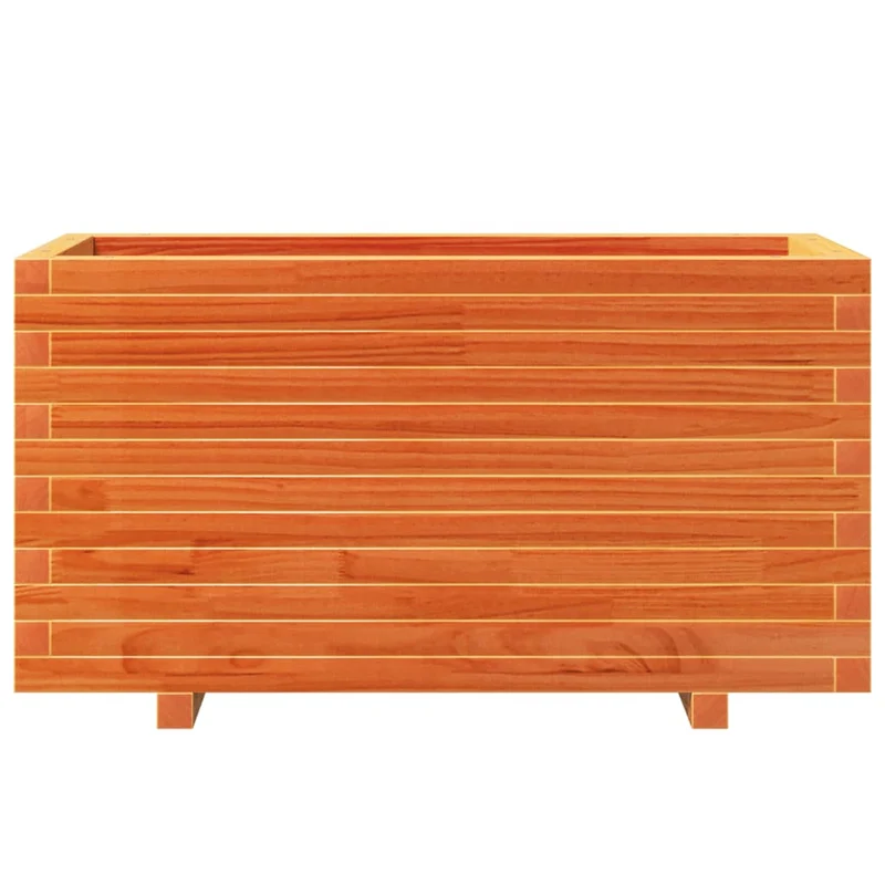 Jardinera Madera Maciza De Pino Marrón Cera 90x40x49,5 Cm
