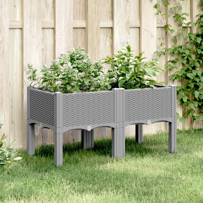 Jardinera Con Patas Pp Gris Claro 80x40x42 Cm