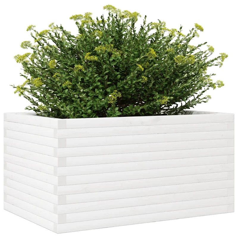 Jardinera De Madera Maciza De Pino Blanco 90x60x46 Cm