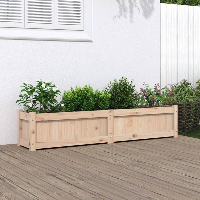 Jardinera De Madera Maciza De Pino 150x31x31 Cm