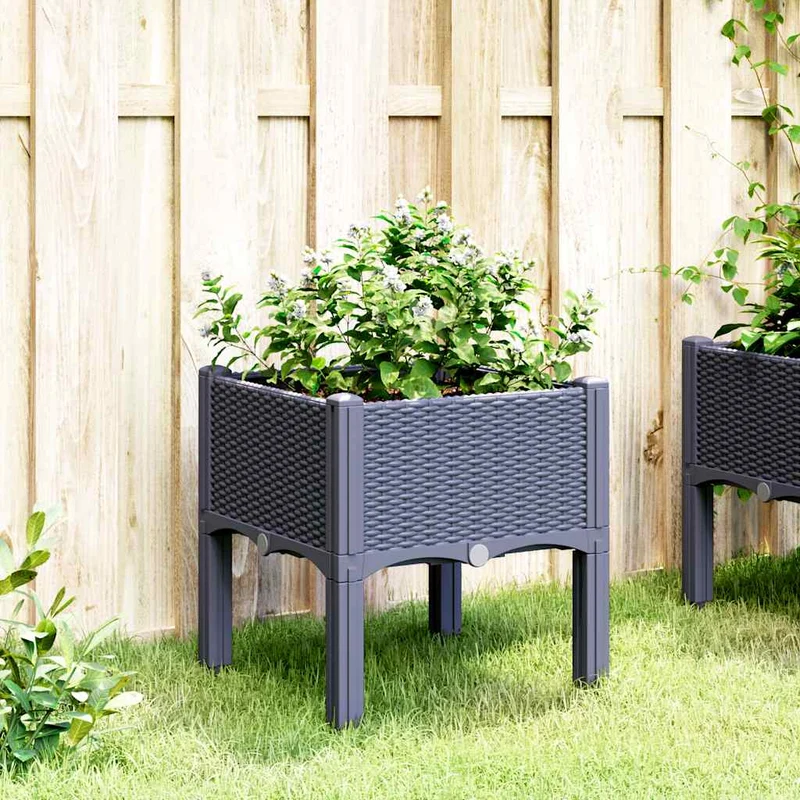 Jardinera Con Patas Pp Azul Gris 40x40x42 Cm