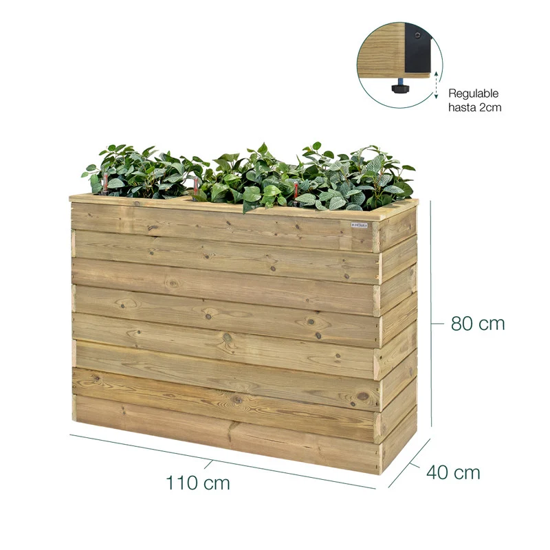 Jardinera De Madera Con Autorriego 110x40x80 Cm Nidum Basic Hortalia