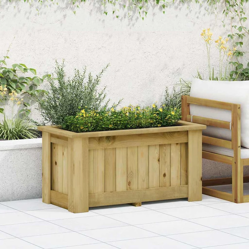 Arriate De Madera De Pino Impregnada 100x50x50 Cm