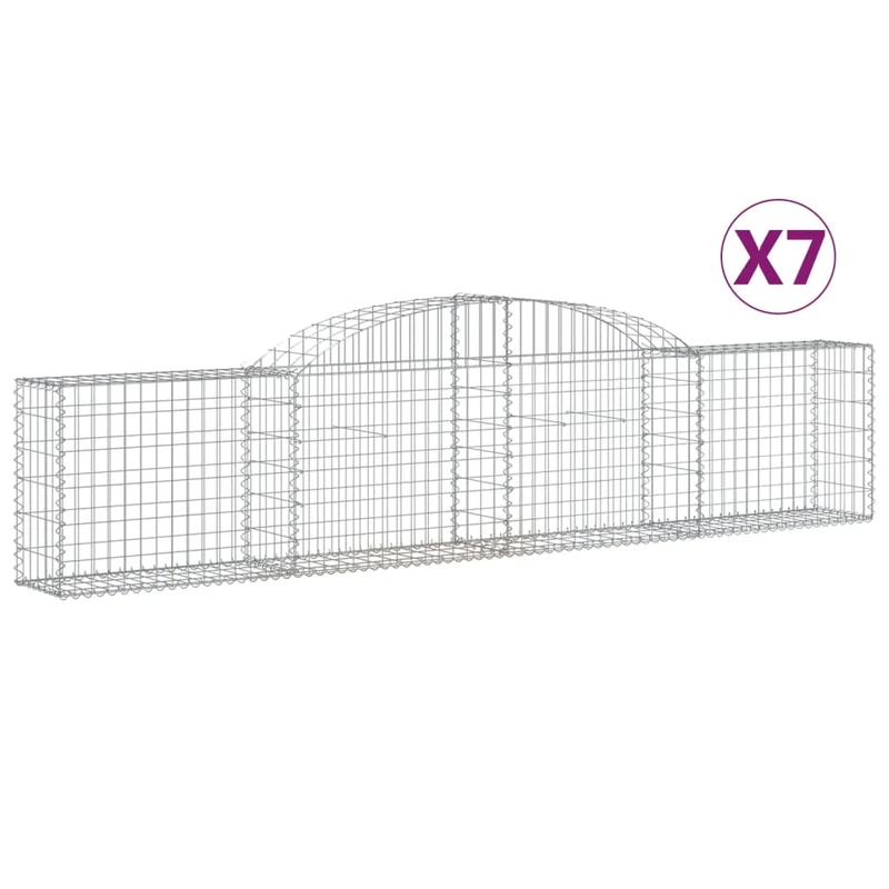 Cestas De Gaviones 7 Uds Forma De Arco Hierro 300x30x60/80 Cm