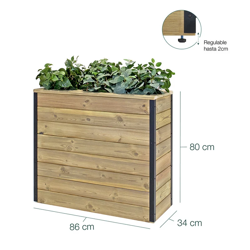 Jardinera De Madera Con Autorriego 86x34x80 Cm Nidum Hortalia