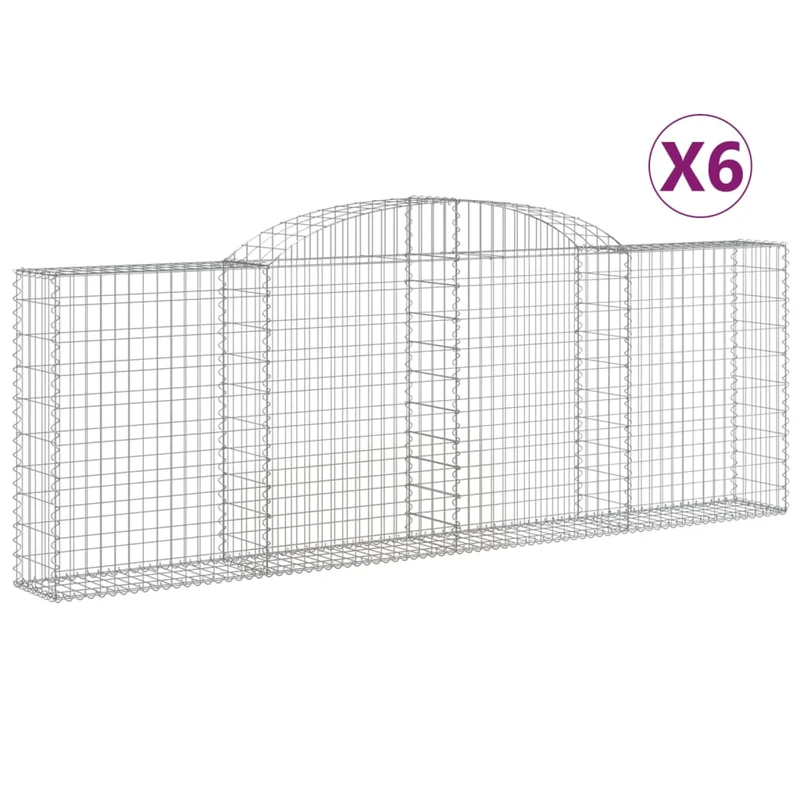 Cestas De Gaviones 6 Uds Forma De Arco Hierro 300x30x100/120 Cm