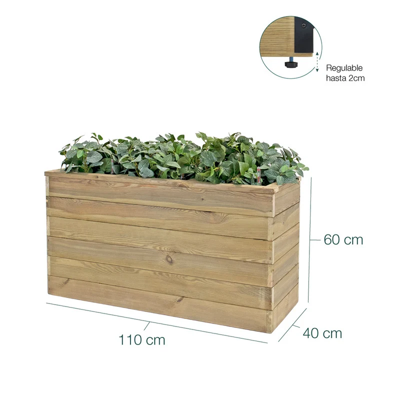 Jardinera De Madera Con Autorriego 110x40x60 Cm Nidum Basic Hortalia