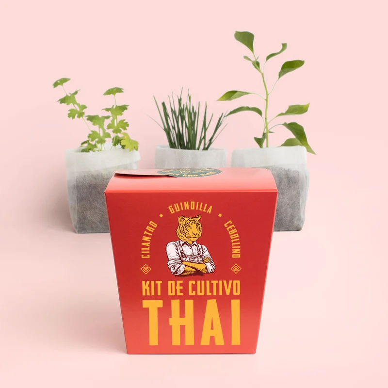 Kit Thai – Cultiva Cilantro, Guindilla y Cebollino en Casa, Regalo Original Cocina Asiática - Resetea