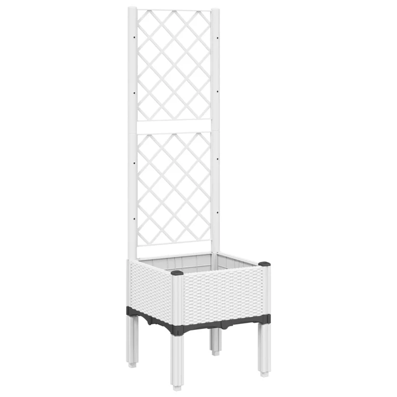 Jardinera Con Enrejado Pp Blanco 40x40x142 Cm