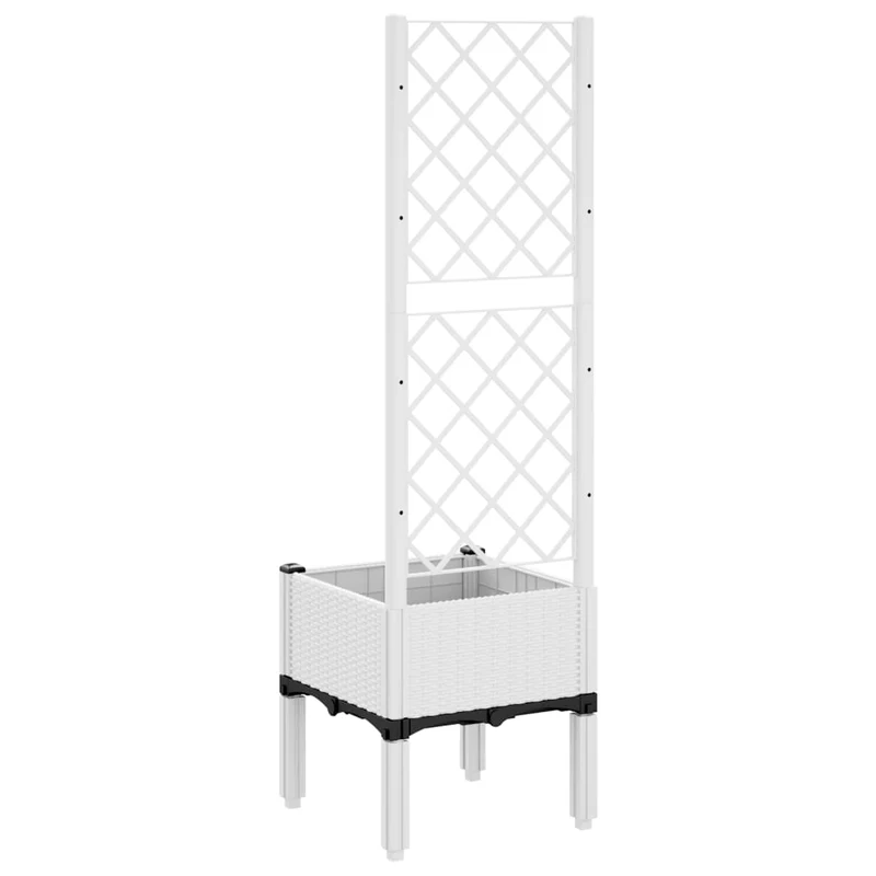 Jardinera Con Enrejado Pp Blanco 40x40x142 Cm