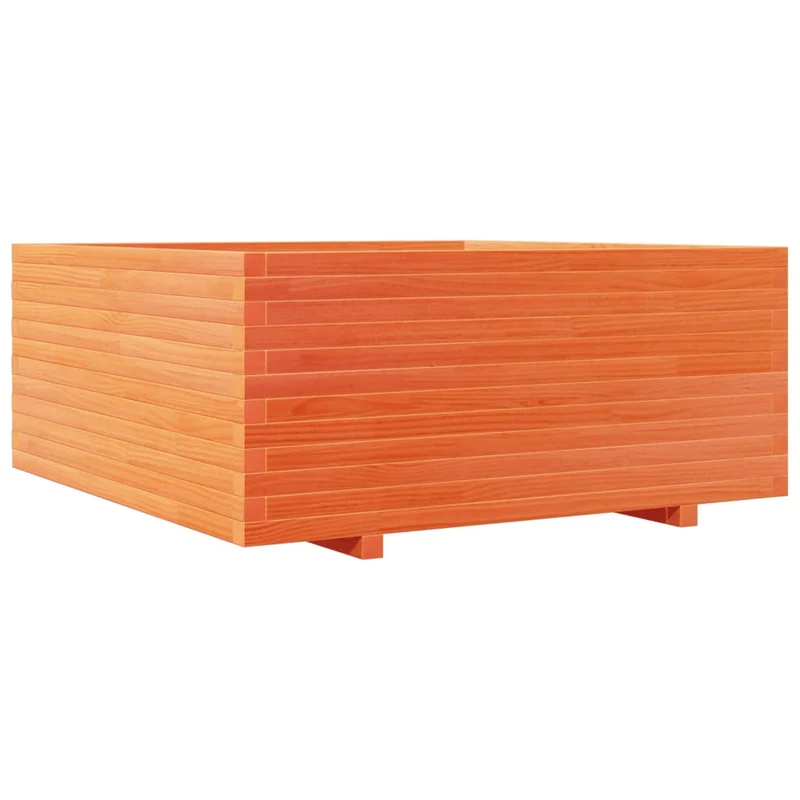 Jardinera Madera Maciza De Pino Marrón Cera 110x110x49,5 Cm