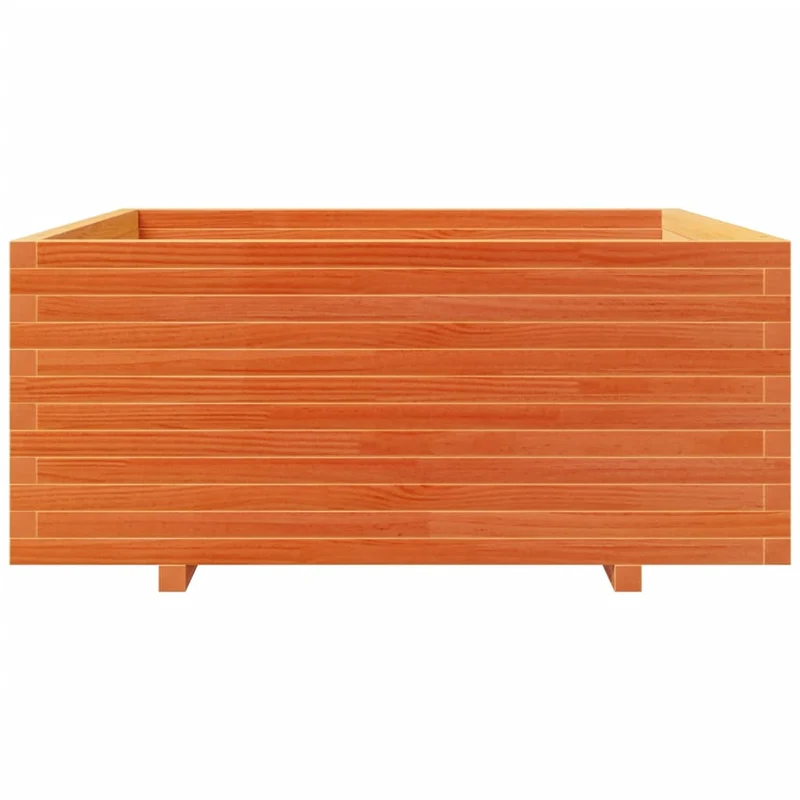 Jardinera Madera Maciza De Pino Marrón Cera 110x110x49,5 Cm