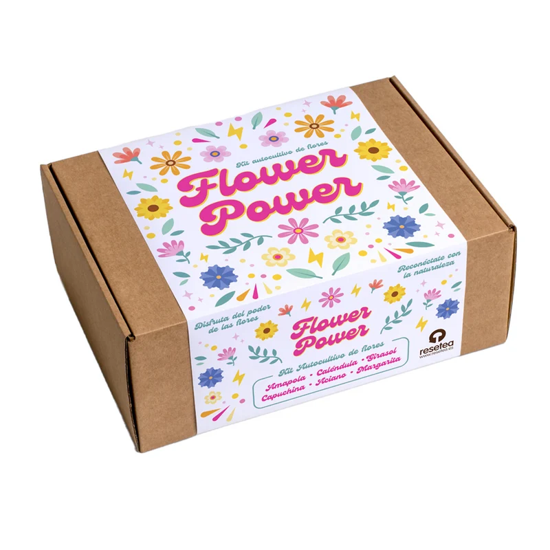Flower Power Kit Cultivo Flores Amapola, Caléndula, Girasol, Capuchina, Aciano y Margarita - Resetea