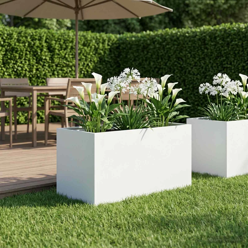 Macetero De Jardín Blanco 100 X 50 X 50 Cm