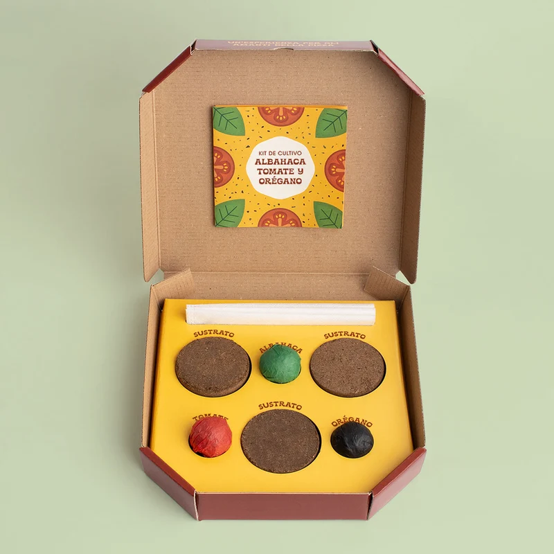 Kit Pizza Lovers – Cultiva Albahaca, Tomate y Orégano en Casa, Regalo Gourmet Original - Resetea