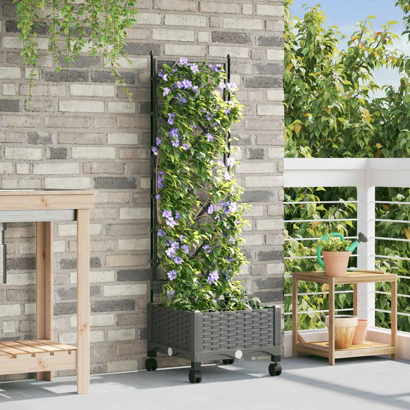 Jardinera Con Enrejado Y Ruedas Gris Claro 40 X 40 X 131,5 Cm