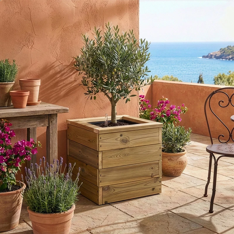 Jardinera De Madera Con Autorriego 40x40x40 Cm Nidum Basic Hortalia