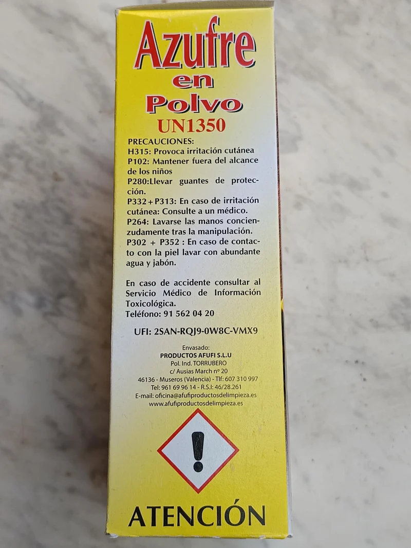 Azufre En Polvo Abono-fungicida-acaricida totalmente Natural y ecologico.