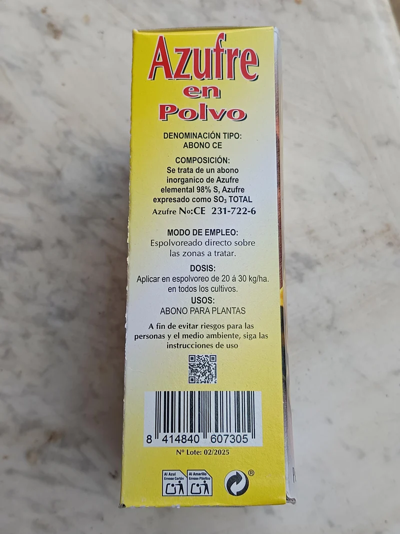 Azufre En Polvo Abono-fungicida-acaricida totalmente Natural y ecologico.