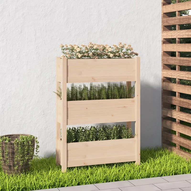 Jardinera De Madera Maciza De Pino 77x25x104,5 Cm