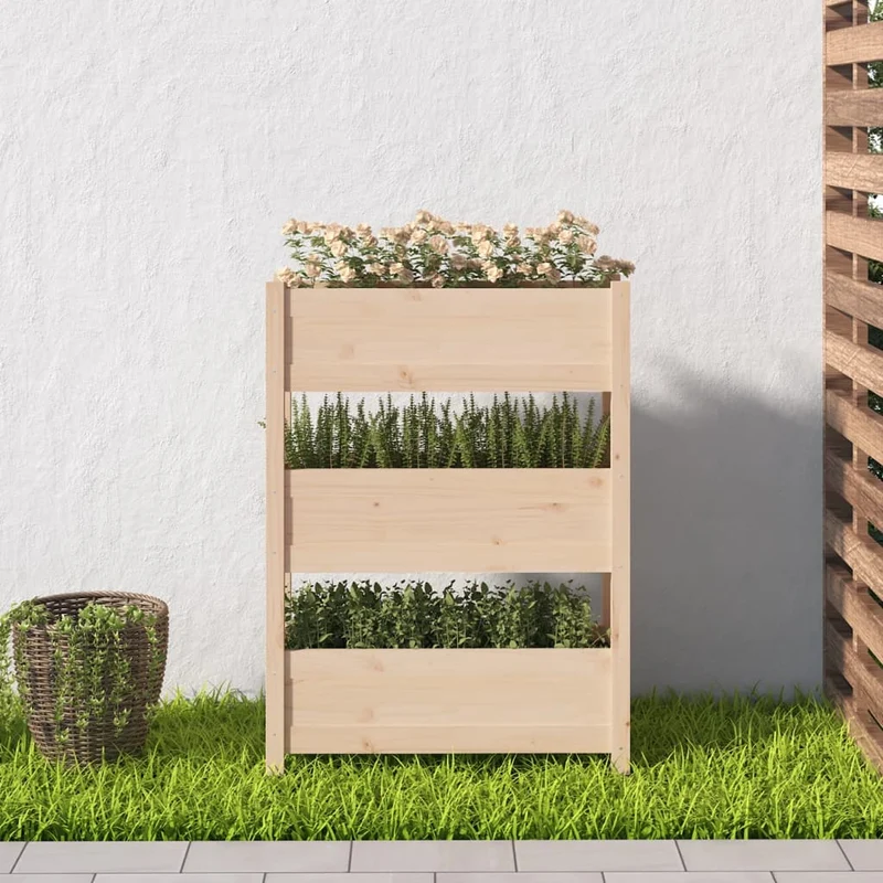 Jardinera De Madera Maciza De Pino 77x25x104,5 Cm