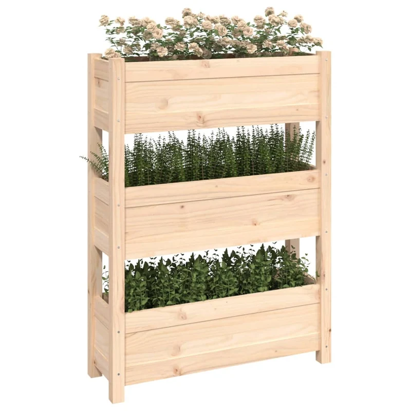 Jardinera De Madera Maciza De Pino 77x25x104,5 Cm