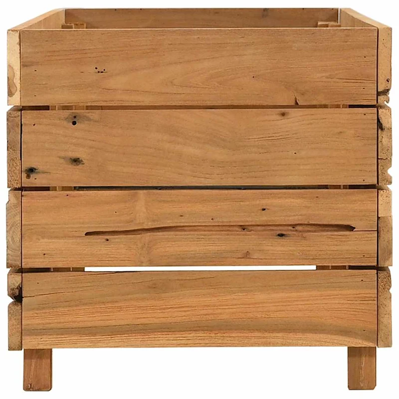 Arriate Elevado Madera De Teca Reciclada Y Acero 100x40x38 Cm