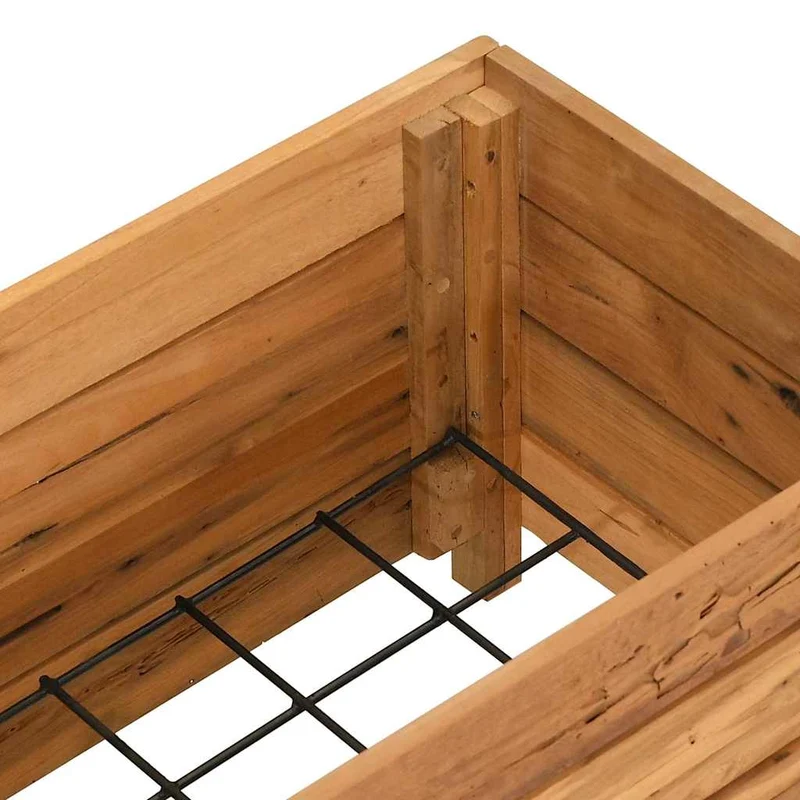 Arriate Elevado Madera De Teca Reciclada Y Acero 100x40x38 Cm
