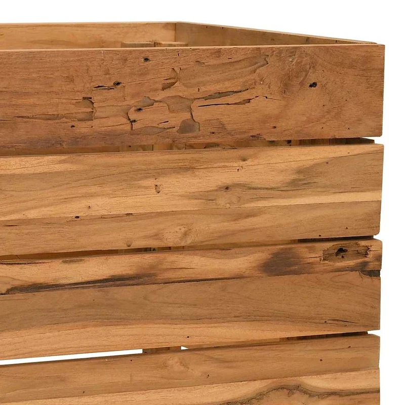 Arriate Elevado Madera De Teca Reciclada Y Acero 100x40x38 Cm