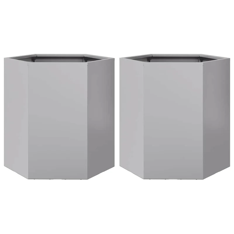 Jardineras Hexagonales 2 Uds Acero Inoxidable 46x40x45 Cm
