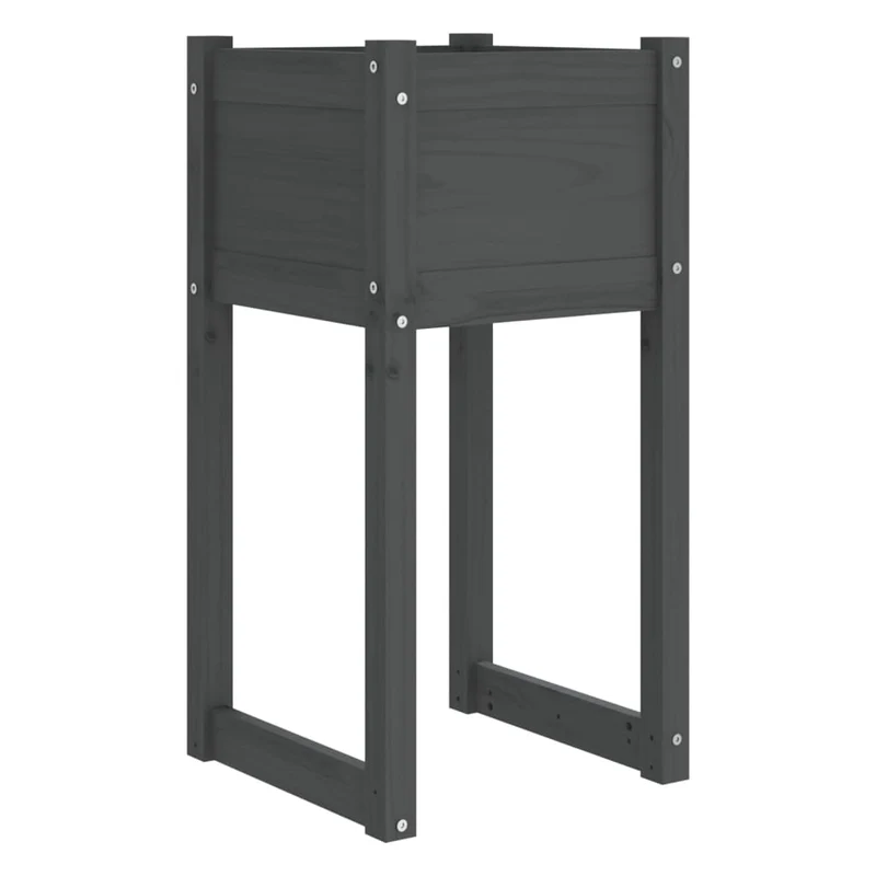 Jardinera De Madera Maciza De Pino Gris 40x40x81 Cm