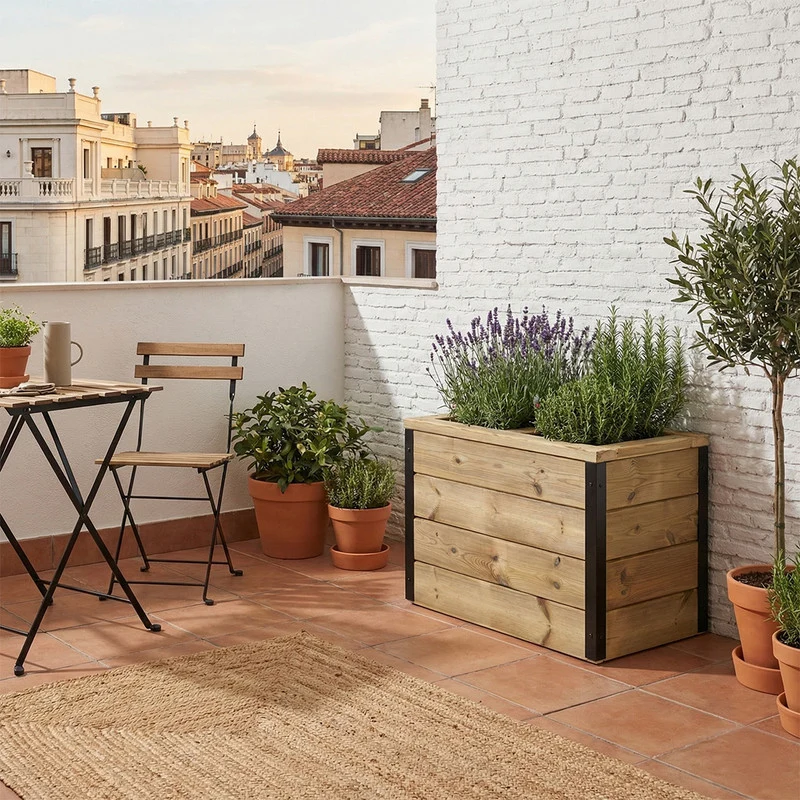 Jardinera De Madera Con Autorriego 60x34x40 Cm Nidum Hortalia
