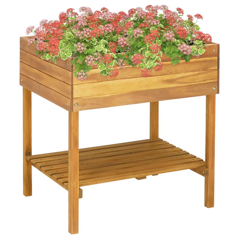 Jardinera Elevada De Madera Maciza De Acacia 78,5x58,5x78,5 Cm