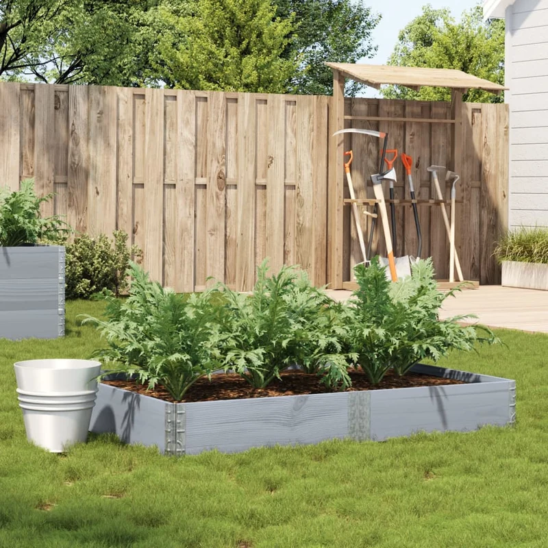 Jardinera De Madera Maciza De Pino Gris 150x100 Cm