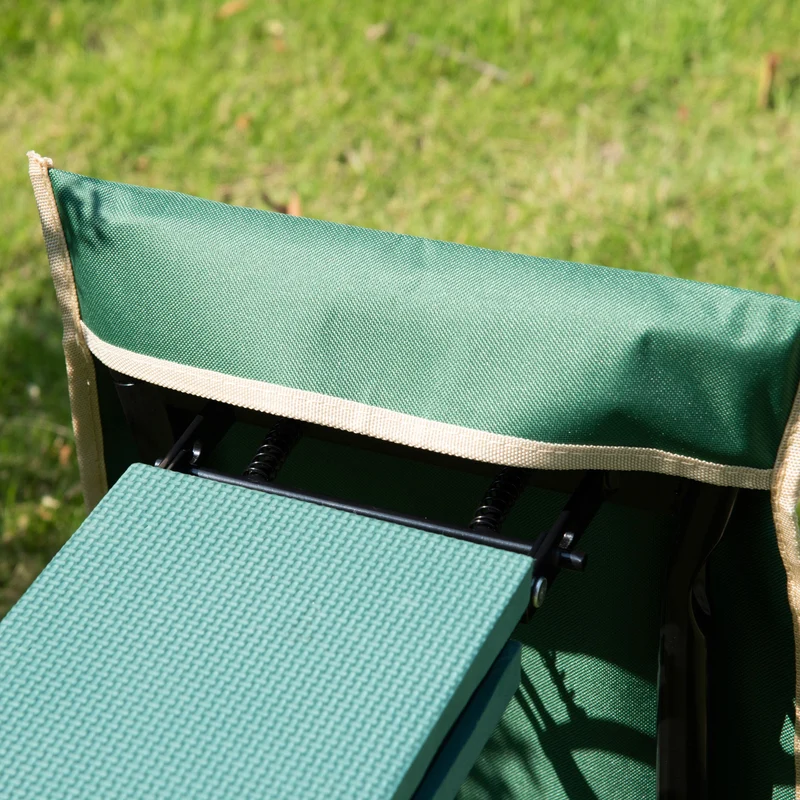 Outsunny Taburete De Jardín Plegable 2 En 1 Con Almohadilla De Espuma Y Bolsa