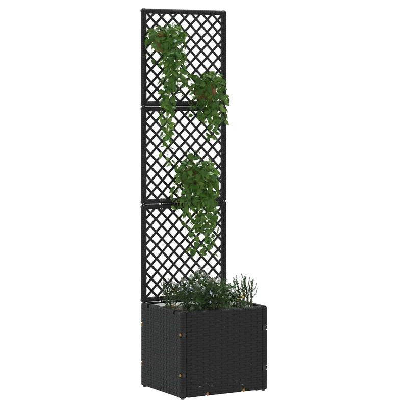 Jardín Enrejado Macetero Negro 35 X 30 X 135 Cm Metal
