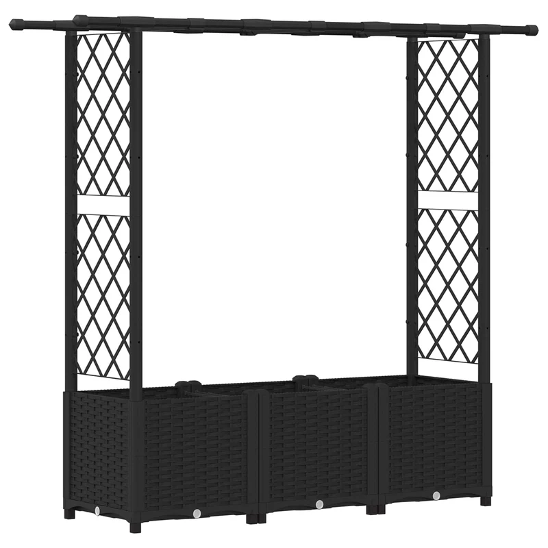 Cama Elevada Con Trellis Y Techo Negro 162,5 X 40 X 136 Cm Pp