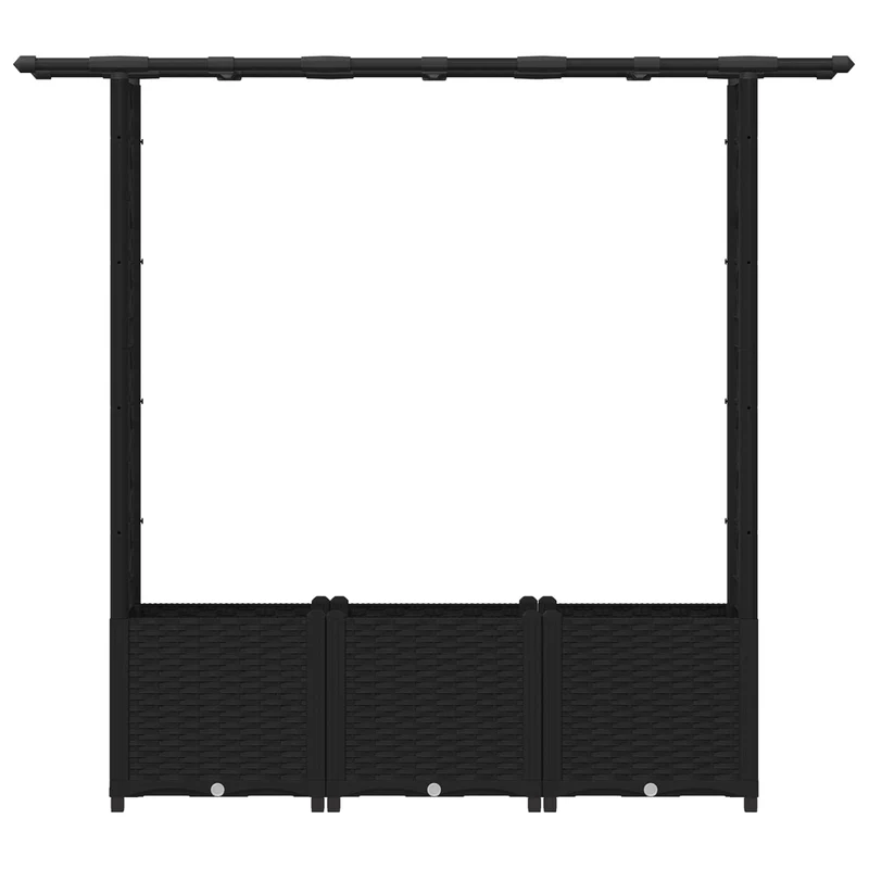 Cama Elevada Con Trellis Y Techo Negro 162,5 X 40 X 136 Cm Pp