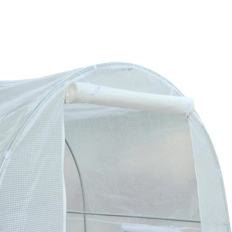 Outsunny Invernadero Túnel 245x200x200cm Con 4 Ventanas Cultivo Plantas Blanco