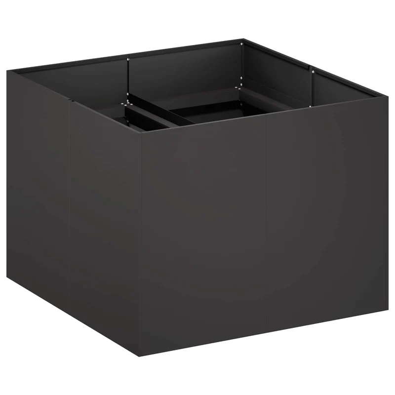 Macetero De Jardín Negro 80 X 80 X 60 Cm Acero Laminado En Frío